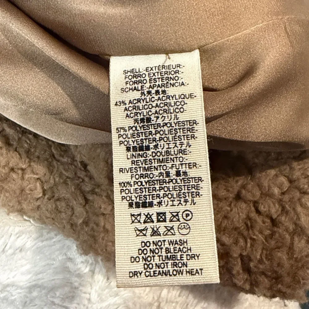 Free People- So Soft Cozy Peacoat Oversized Sherpa Jacket Pockets Buttons Size M